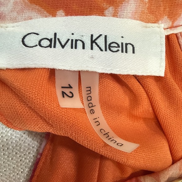 Calvin Klein Dress 12 Orange Pink Chain Halter Shift Cocktail Formal Summer - Picture 12 of 13